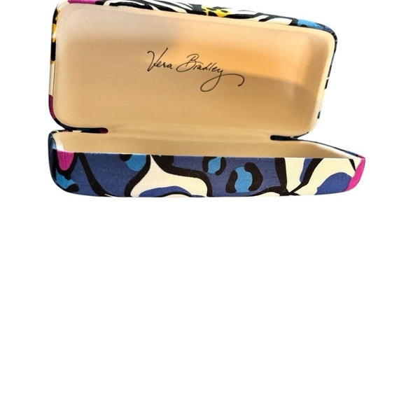Vera Bradley Clamshell Hard Eyeglass Case Floral Blue Magenta Black Velvet Lined - Picture 2 of 3